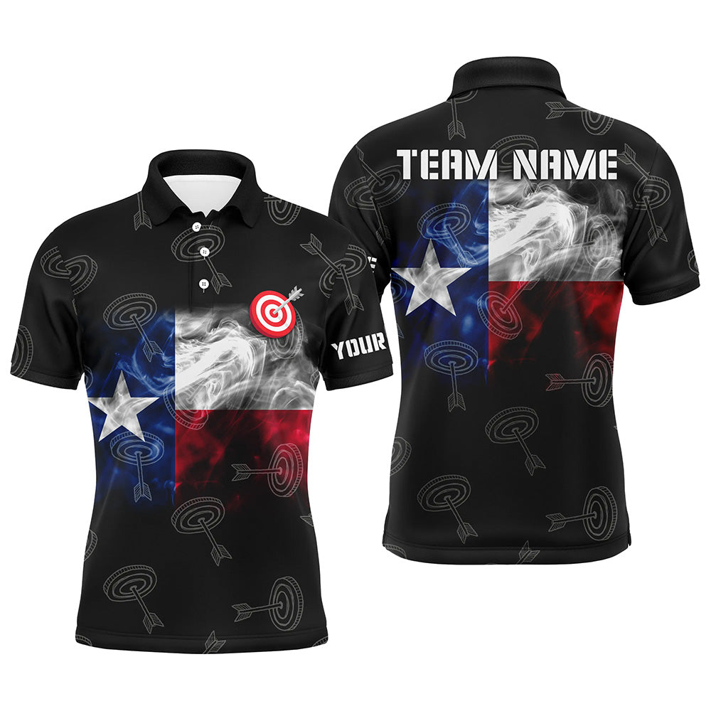 Personalized Texas Flag Smoke Archery Men Polo Shirts, Patriotic Texas Archery Sport Shirts TDM0939