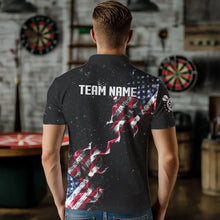 Load image into Gallery viewer, Customized Grunge US Flag Smoke Darts Polo & Quarter-Zip Shirts, Patriotic Darts Jerseys For Men TDM3455