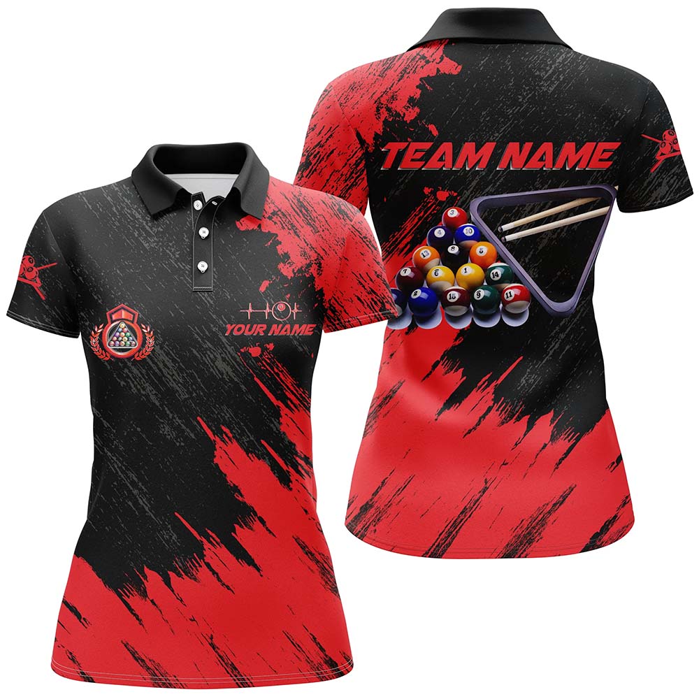 Personalized Billiards Balls Painted Red Version All Over Print Billiard Polo Shirts For Women TDM0152