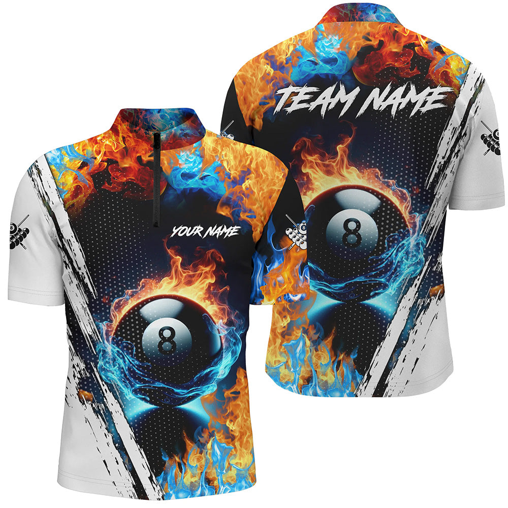 8 Ball Pool Water Fire Custom 3D All Over Print Billiard Shirts For Men, Billiard Team Jerseys TDM2286
