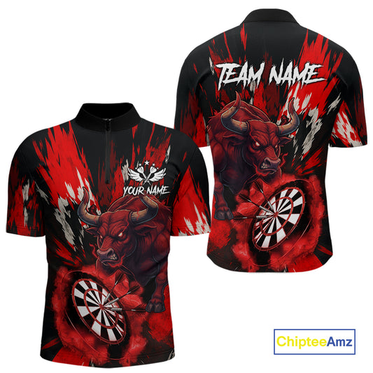 Personalized Red Dartboard Splash Bull Darts Shirt For Men Custom Dart Jersey Team Polo & 1/4 Zip TDM5276