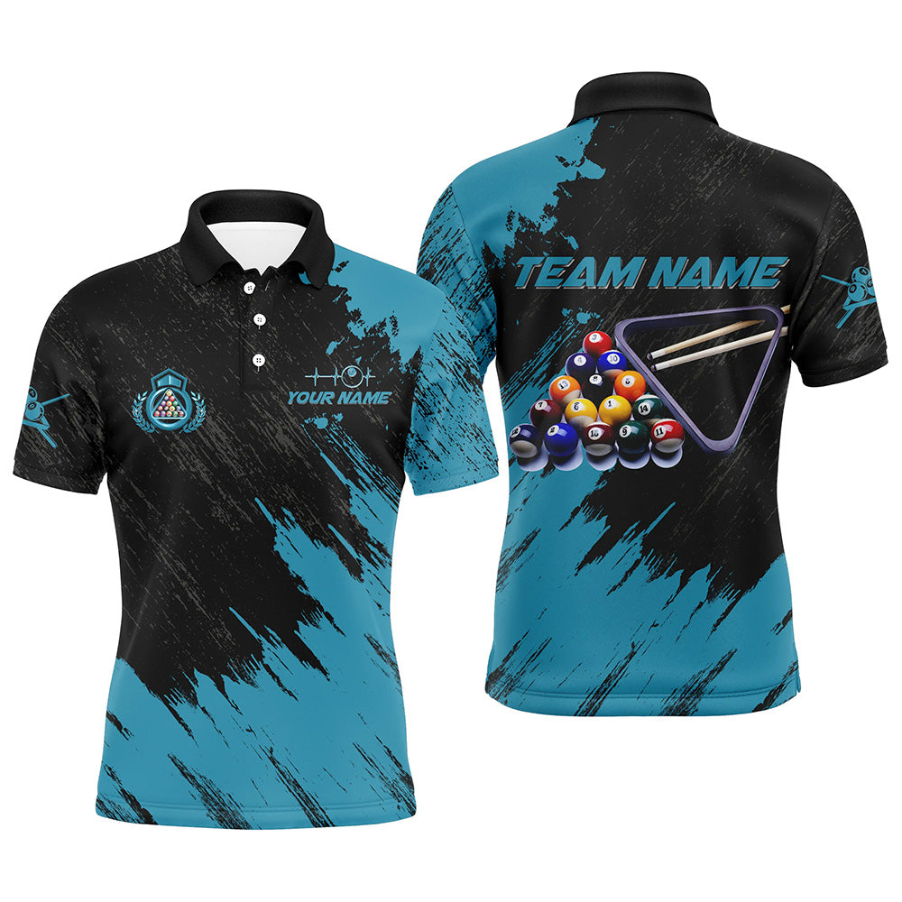 Personalized Billiards Balls Painted Blue Version All Over Print Billiard Polo Shirts For Men TDM0184