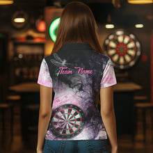 Load image into Gallery viewer, Pink Black Smoke Dart Shirt With Pocket Option For Women Custom Dart Jerseys TDM3622