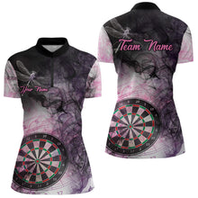 Load image into Gallery viewer, Pink Black Smoke Dart Shirt With Pocket Option For Women Custom Dart Jerseys TDM3622