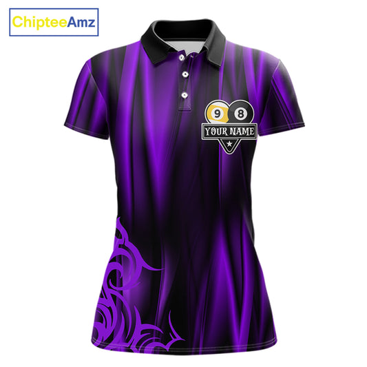 Personalized Purple 8 Ball 9 Ball Yinyang Dragon Billiard Shirts For Women Custom Pool Team Jersey TDM7333