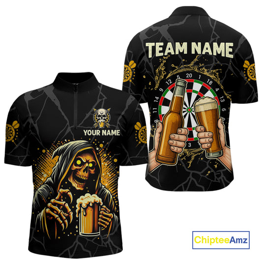 Funny Darts And Beer Grim Reaper Darts Shirt For Men Custom Drinking Darts Team Jersey Outfit TDM4879