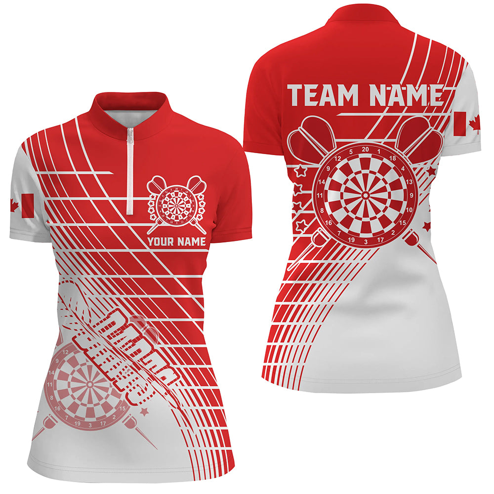 Personalized Patriotic Canada Flag Darts Shirts For Women Custom Canada Darts Team Jerseys Attire TDM1697