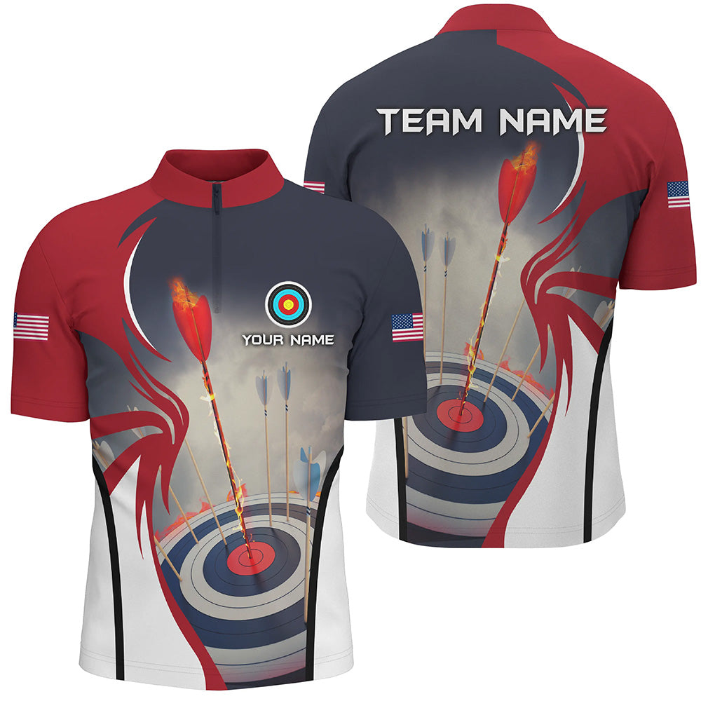Customized Jersey Archery Target 3D Men Quarter-Zip Shirts Best Performance Archery Shirts TDM0439