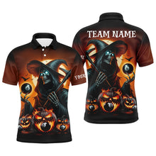 Load image into Gallery viewer, Death Skeleton & Pumpkin With 8 Ball Pool Billiard Jerseys For Men, Funny Halloween Billiard Shirts TDM2377