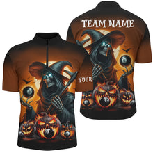 Load image into Gallery viewer, Death Skeleton & Pumpkin With 8 Ball Pool Billiard Jerseys For Men, Funny Halloween Billiard Shirts TDM2377