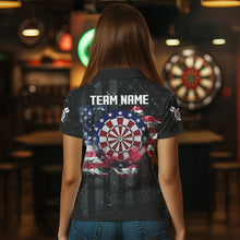 Load image into Gallery viewer, Custom US Flag Smoke Dart Shirt For Women, Patriotic Dart Jersey Pocket Option TDM3514