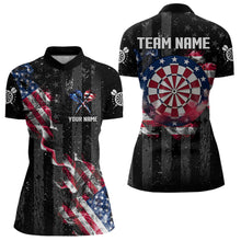 Load image into Gallery viewer, Custom US Flag Smoke Dart Shirt For Women, Patriotic Dart Jersey Pocket Option TDM3514