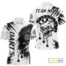 Load image into Gallery viewer, Personalized White Black Grunge Skull Darts Shirt For Men Custom Funny Darts Team Jersey Outfit TDM4908
