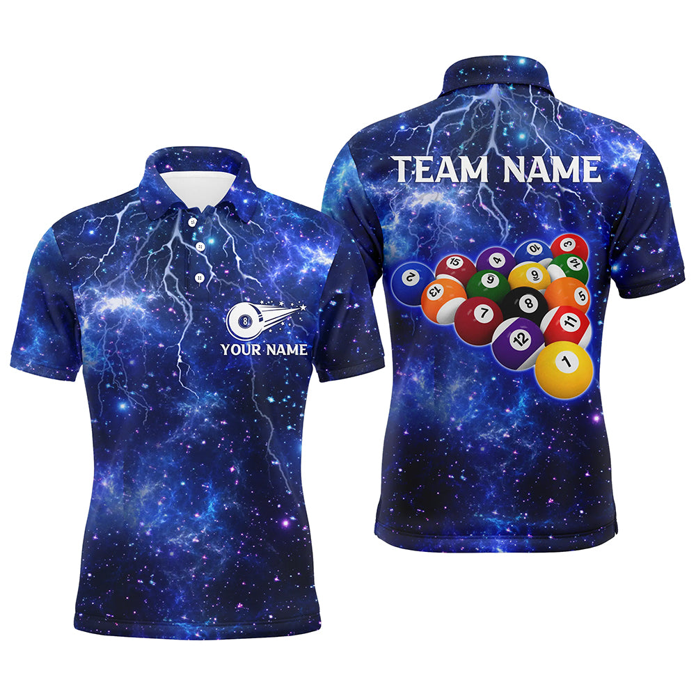 Personalized Nany Lightning Thunder 3D Billiard Polo Shirts For Men Custom Billiard Jerseys Team TDM0259
