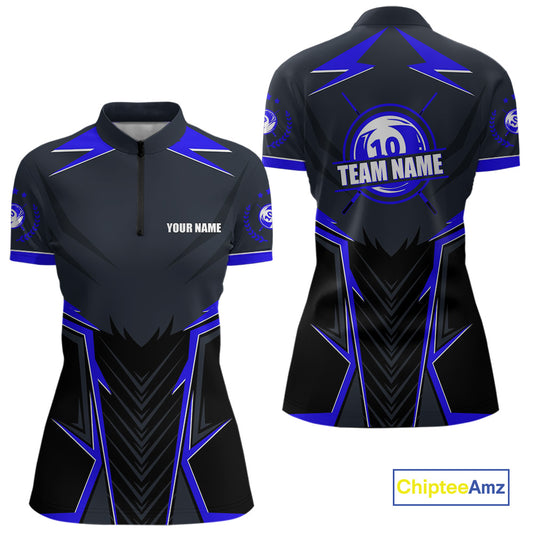 10 Ball Billiard Jerseys For Women Custom Polo & Quarter-Zip Billiard Team Shirt, 10 Ball Pool Shirt TDM3831