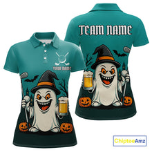 Load image into Gallery viewer, Funny Ghostly Beer Halloween Golf Polo Shirt For Women Custom Halloween Ladies Golf Outfit TDM4944