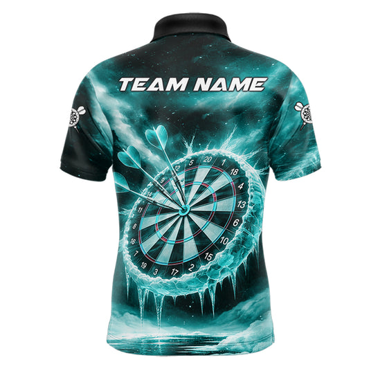 Personalized Turquoise Dartboard Icy Darts Shirt For Men Custom Darts Jersey Team Polo & 1/4 Zip TDM5683
