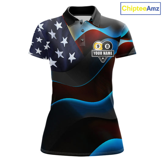 American Flag Yin-Yang Patriotic Billiard Jersey For Women Custom 8 Ball & 9 Ball Pool Team Shirts TDM7824