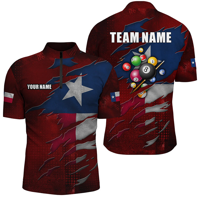 Retro Texas Flag 3D Billiard Balls Pool Shirts For Men Custom Patriotic Billiard Team Jerseys TDM1803