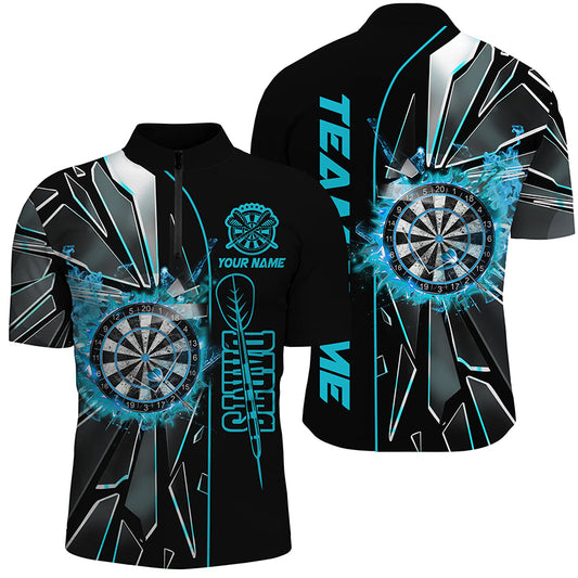Personalized Turquoise Break Glass 3D Darts Shirts For Men Custom Dart League Shirts Darts Jerseys TDM1998
