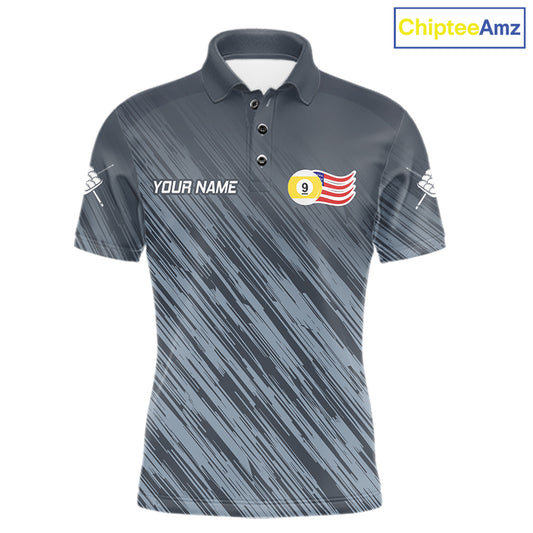 Personalized Billiard American Flag 9 Ball Pool Shirt For Men, Patriotic Billiard Team Jersey TDM7228