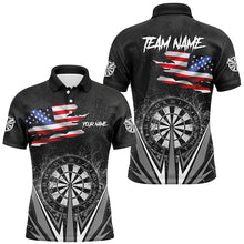 Load image into Gallery viewer, American Flag Darts Polo & Quarter-Zip Shirts For Men Custom Patriotic Black Darts Team Jerseys TDM2731