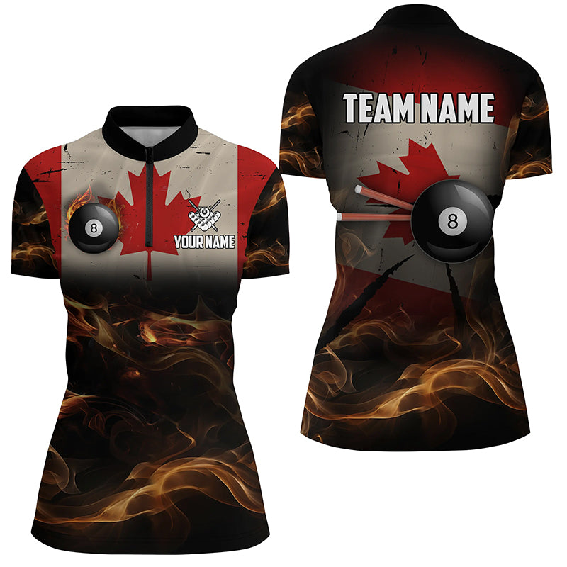 Personalized Canada Flag Vintage Smoke Billiard Shirts For Women, Patriotic Billiard Team Jerseys TDM2500
