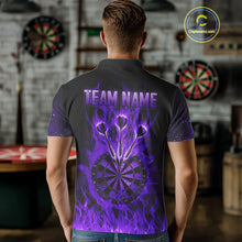 Load image into Gallery viewer, Purple Flame Skull Dartboard Shirt For Men Custom Darts League Team Jersey Polo & Quarter Zip TDM5009