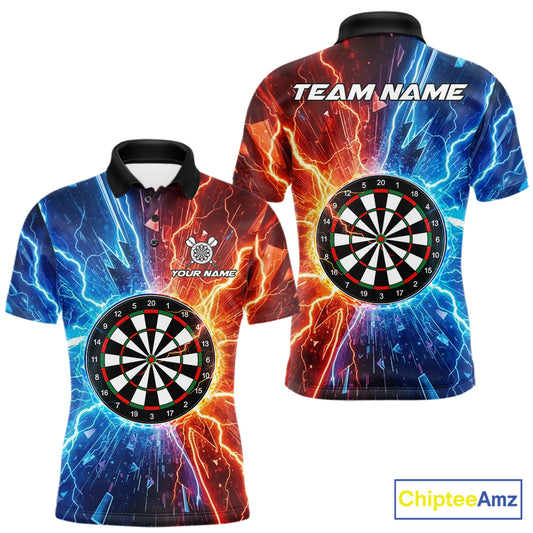 Blue And Orange Dartboard Lightning Darts Shirt For Men Custom Darts Team Jersey Polo, 1/4 Zip TDM7551