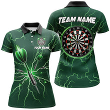 Load image into Gallery viewer, Turquoise Darts Thunder Lightning 3D Dart Polo & Quarter Zip Custom Dart Shirts For Women Dart Jersey TDM3032
