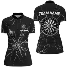 Load image into Gallery viewer, Black Darts Thunder Lightning 3D Dart Polo & Quarter Zip Custom Dart Shirts For Women Dart Jersey TDM3034