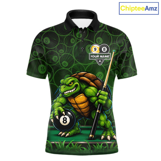 Custom Funny Turtle 8 Ball & 9 Ball Lightning Billiard Shirt For Men Personalized Pool Team Jersey TDM7589