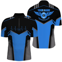 Load image into Gallery viewer, Personalized Billiard 8 Ball Wings Short Sleeve Men's Shirts,  Billiard Jerseys Tournament |Blue TDM2305