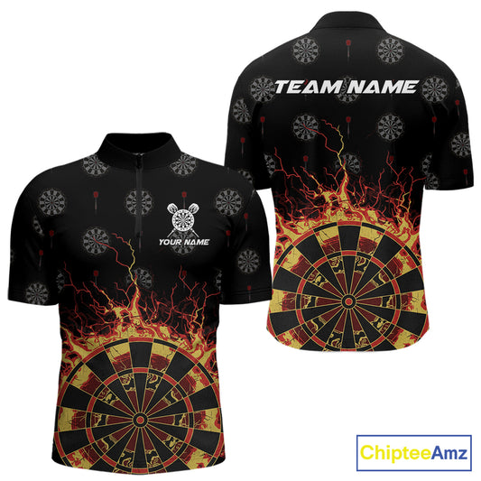 Personalized Flame Darts Polo & Quarter Zip Custom Darts Shirt For Men, Darts Team Jersey TDM5536