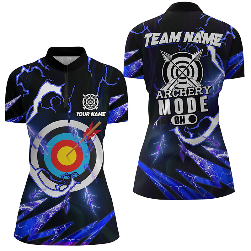 Customized Blue Thunder Archery Mode On Women Quarter-Zip Shirts, Archery Jerseys Team Shirts TDM1135