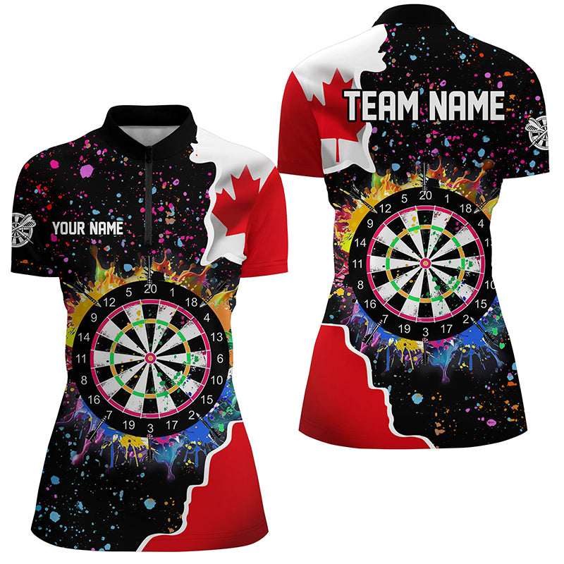 Grunge Colorful Darts Board Canada Flag Darts Shirts For Women Custom Patriotic Darts Team Jerseys TDM1682