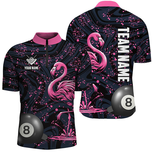 Pink Grunge Flamingo 8 Ball Pool Billiard Shirts For Men Custom Billiard Team Jerseys Apparel TDM2117