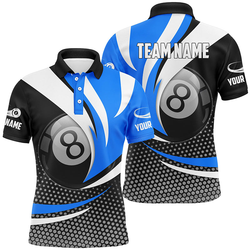 Personalized 8 Ball Billiard Blue Version 3D Polo Shirts For Men Best Custom Gifts For Pooler TDM0238