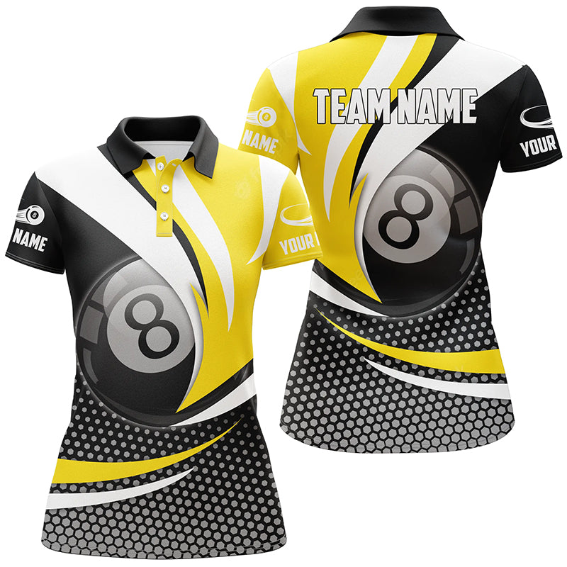 Personalized 8 Ball Billiard Yellow Version 3D Polo Shirts For Women Best Custom Gifts For Pooler TDM0239
