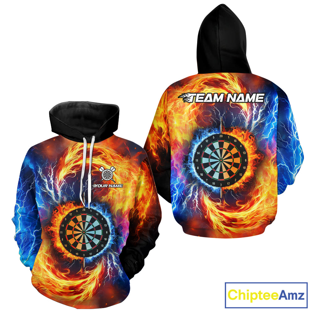 Personalized Water Fire Darts Hoodie For Men And Women Custom Darts League Hoodie Jersey TDM3510