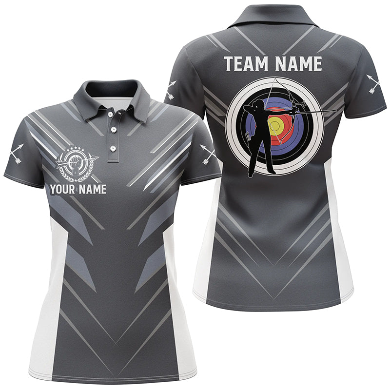 Custom Grey Archery Jerseys Polo Shirts For Women Best Archery Jersey Design Shirts For Archer TDM0659