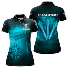 Load image into Gallery viewer, Personalized Blue Darts Flash Light Women Dart Polo & Quarter Zip Shirt, Dart Team Shirt Dart Jersey TDM3111