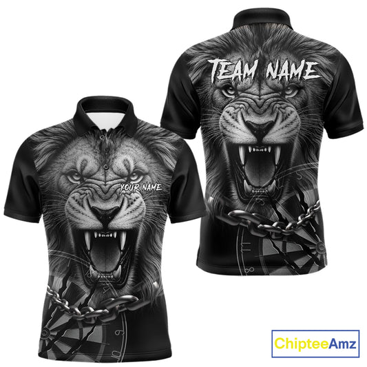 Personalized Snarling Lion Darts Polo & Quarter Zip Custom Dart Shirts For Men, Dart Team Jersey TDM7438