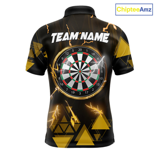 Yellow Darts Arrow Thunder Lightning Dart Shirts For Men Custom Dart Team Jerseys Polo & 1/4 Zip TDM5866