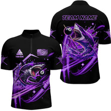 Load image into Gallery viewer, Purple 8 Ball Pool Billiard Shark Polo & Quarter Zip For Men Custom Team League Billiard Jerseys TDM3407