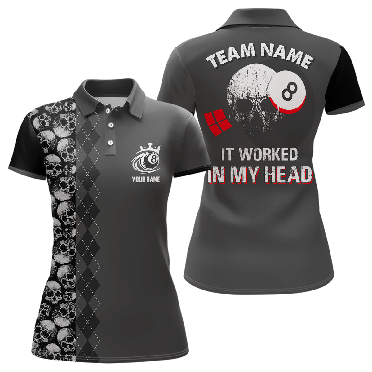 It Worked In My Head Custom 3D Printing Pool Ball Polo Shirts For Women, Best Billiards Gift Idea TDM0073