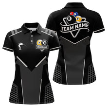 Load image into Gallery viewer, Personalized 8 Ball & 9 Ball Pool Billiard Polo, 1/4 Zip For Women Custom Team Billiard Jersey |White TDM3547