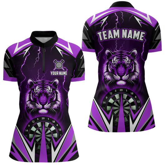 Personalized Tiger 3D Printed Darts Shirts For Women Custom Thunder Lightning Purple Darts Jersey TDM2479