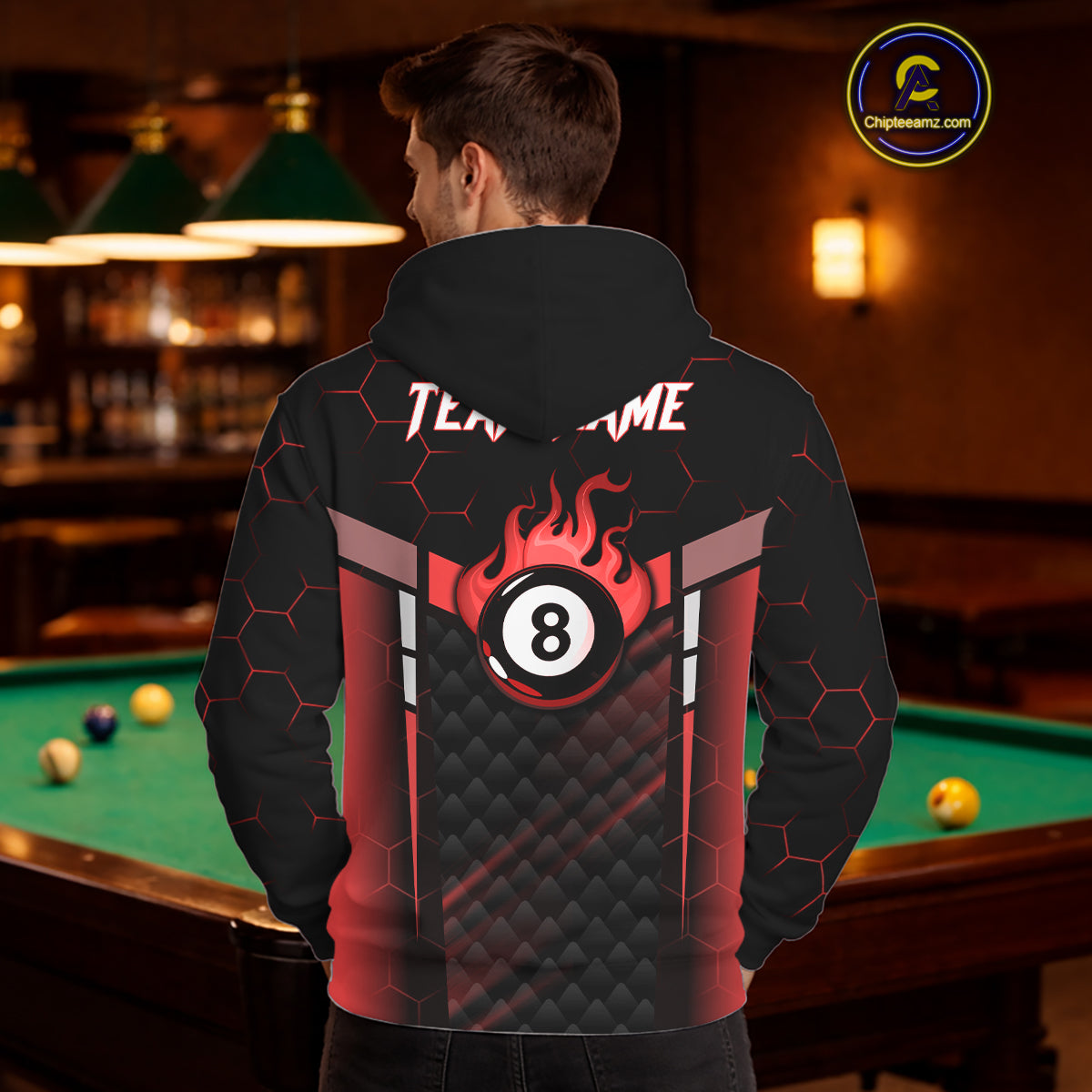 Personalized Red 8 Ball Flame Hoodie For Men And Women Custom Billiard Hoodie Pool Team Jersey TDM5732