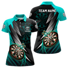 Load image into Gallery viewer, Personalized Turquoise Black Darts Polo & 1/4 Zip Custom Cool Dart Shirts For Women Dart Jerseys TDM3014